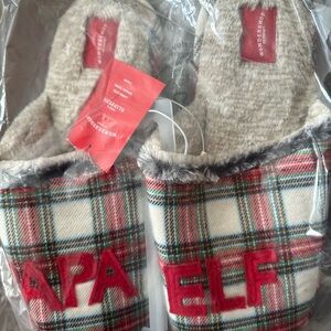 Papa ELF Plaid Slippers with Red Accents